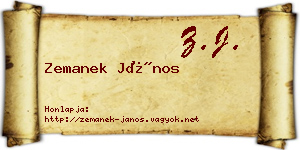 Zemanek János névjegykártya